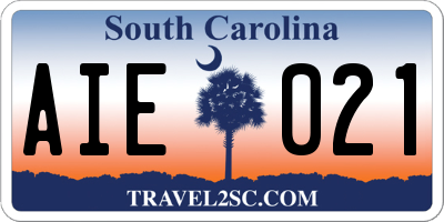 SC license plate AIE021