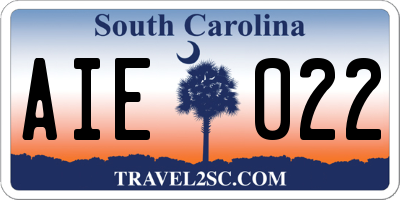 SC license plate AIE022