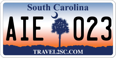 SC license plate AIE023