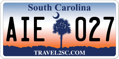 SC license plate AIE027