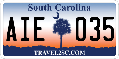 SC license plate AIE035