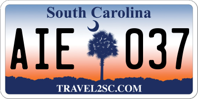 SC license plate AIE037