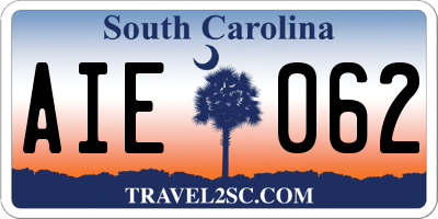 SC license plate AIE062