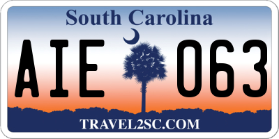 SC license plate AIE063
