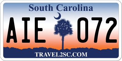 SC license plate AIE072