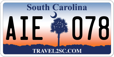 SC license plate AIE078
