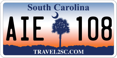 SC license plate AIE108