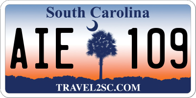 SC license plate AIE109
