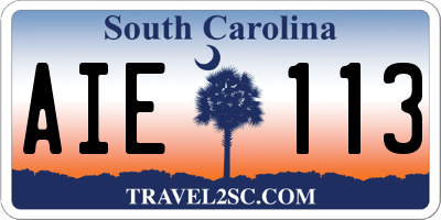 SC license plate AIE113