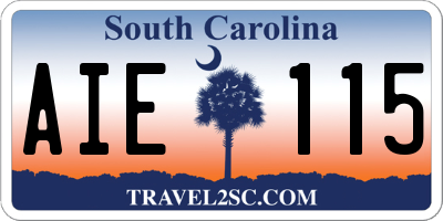 SC license plate AIE115