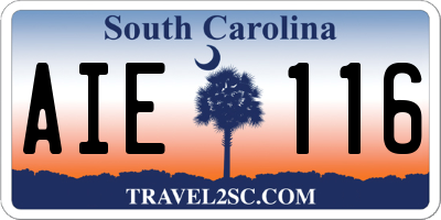 SC license plate AIE116
