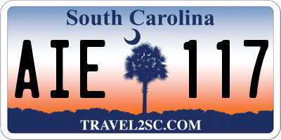 SC license plate AIE117