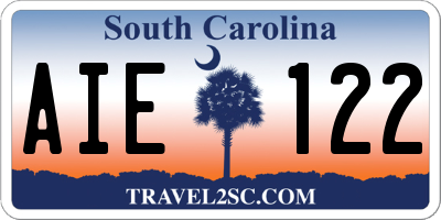 SC license plate AIE122