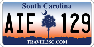 SC license plate AIE129