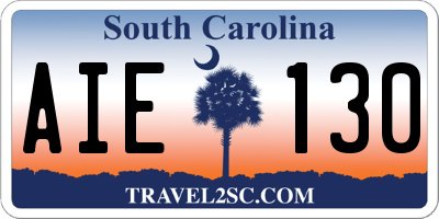 SC license plate AIE130