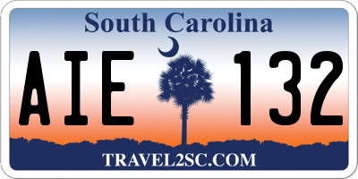 SC license plate AIE132