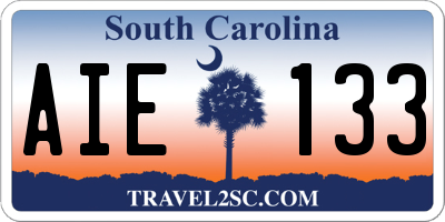 SC license plate AIE133