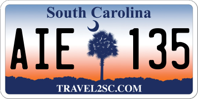SC license plate AIE135