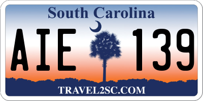 SC license plate AIE139