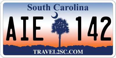 SC license plate AIE142