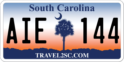 SC license plate AIE144