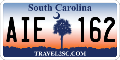 SC license plate AIE162