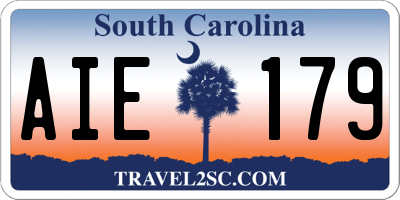 SC license plate AIE179