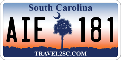SC license plate AIE181