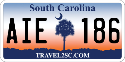 SC license plate AIE186