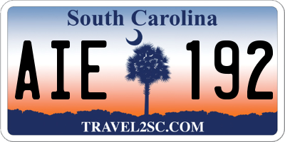 SC license plate AIE192