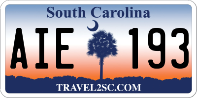 SC license plate AIE193