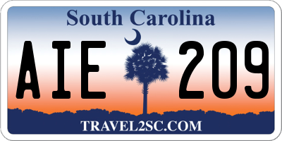 SC license plate AIE209