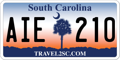 SC license plate AIE210