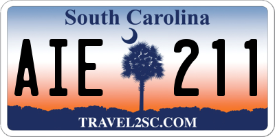 SC license plate AIE211