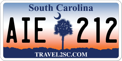 SC license plate AIE212