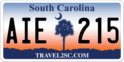 SC license plate AIE215