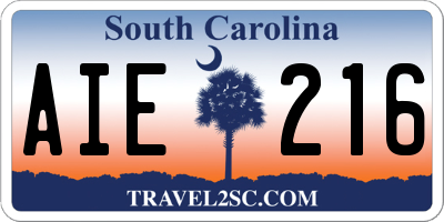 SC license plate AIE216
