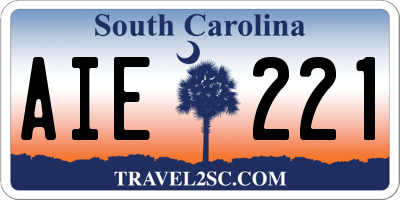 SC license plate AIE221