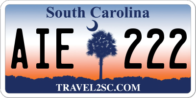SC license plate AIE222