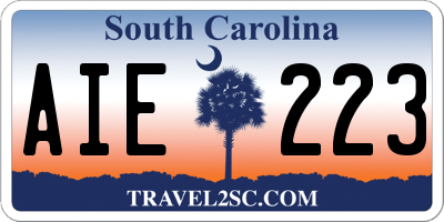 SC license plate AIE223