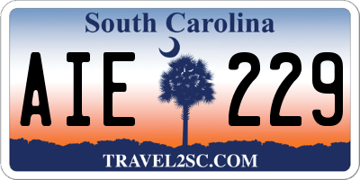 SC license plate AIE229