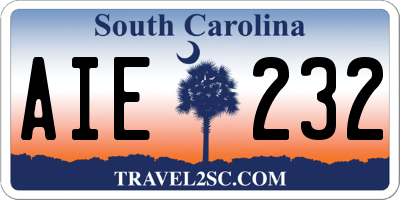 SC license plate AIE232