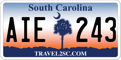 SC license plate AIE243