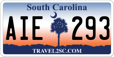 SC license plate AIE293