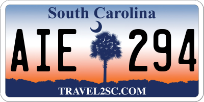 SC license plate AIE294