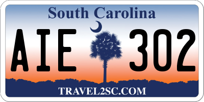 SC license plate AIE302