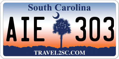 SC license plate AIE303