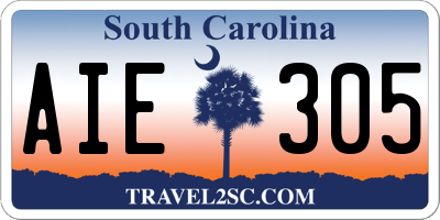 SC license plate AIE305