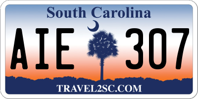 SC license plate AIE307