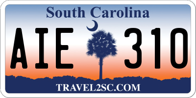 SC license plate AIE310